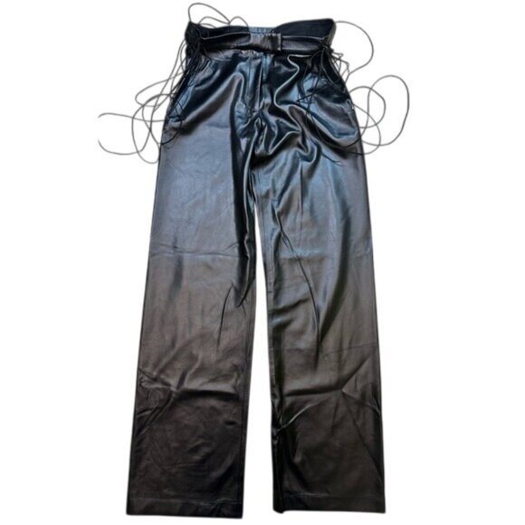 Aya Muse Volterra Vegan Leather Lace-Up Trousers in Black